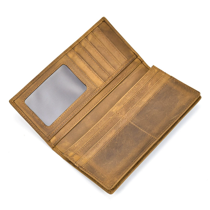 香港狄記手工製作 - 瘋馬皮西裝二折錢包L196_1號