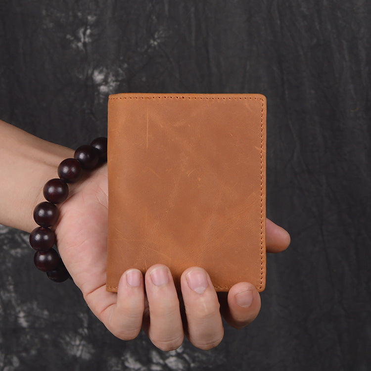 DEEPKEEE HANDMADE | Distressed Leather Bifold Wallet No.L197