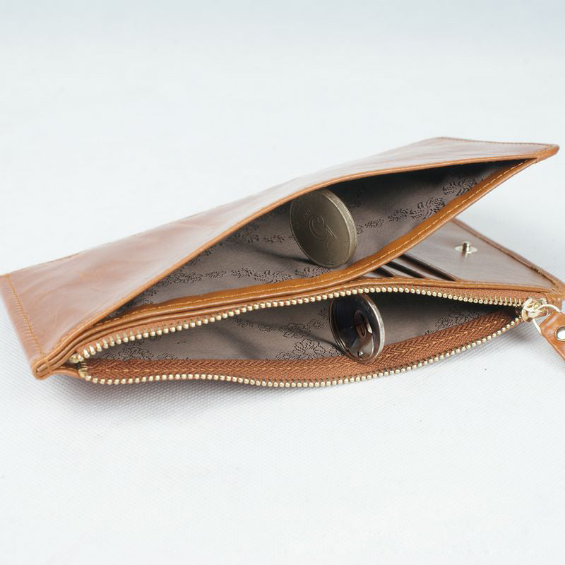 香港狄記手工製作 - 油蠟牛皮超輕薄手拿包 3045號