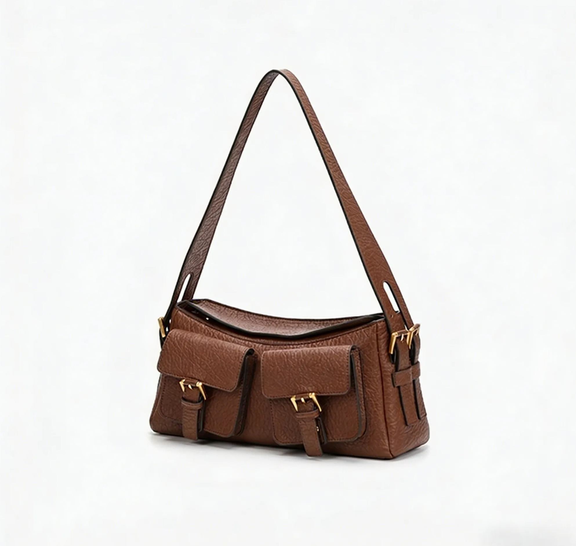 DEEPKEE 頭層牛皮小眾高級感腋下包 2399 號