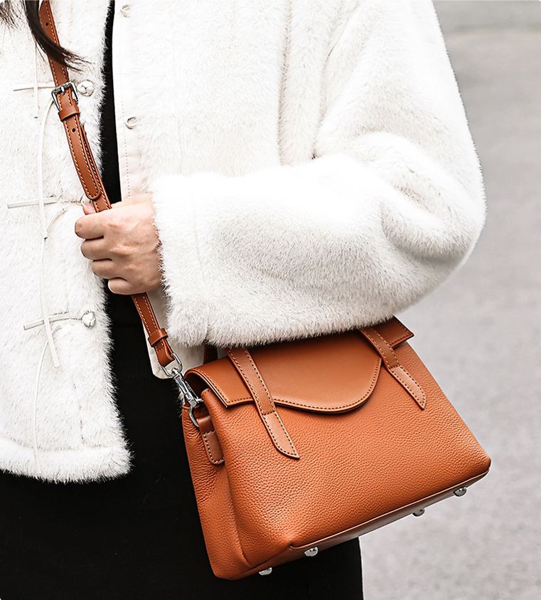 DEEPKEE 真皮簡約手提包 休閒斜挎包 7110 號