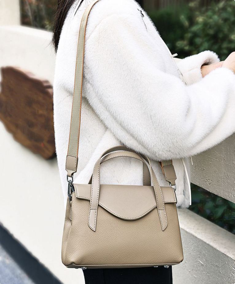 DEEPKEE 真皮簡約手提包 休閒斜挎包 7110 號