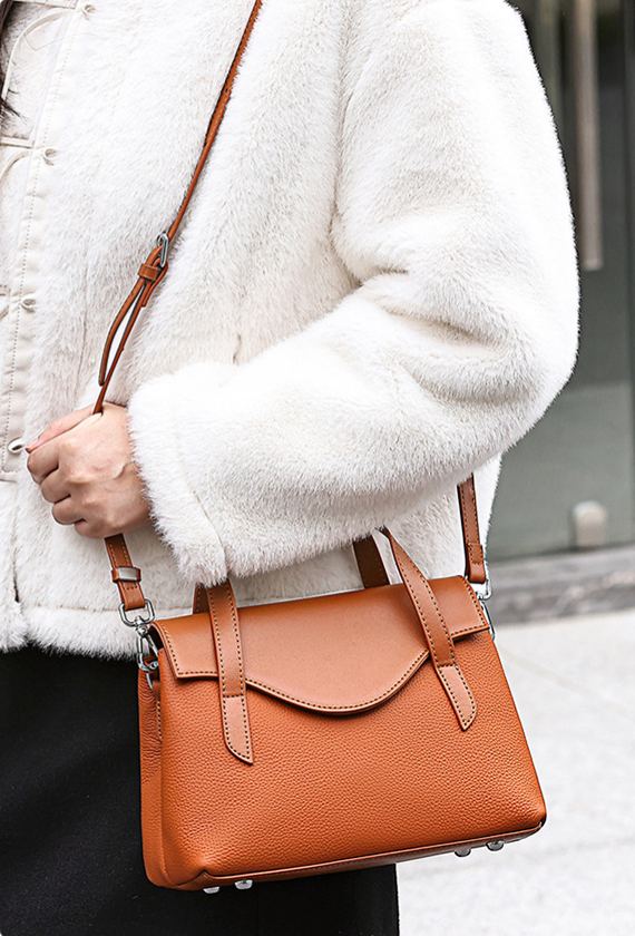 DEEPKEE 真皮簡約手提包 休閒斜挎包 7110 號