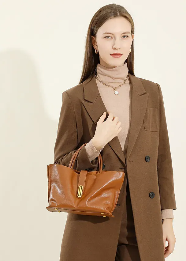 DEEPKEE original nubuck handmade full-grain genuine leather cowhide bag 頭層植鞣牛皮小眾時尚通勤手提包 女士斜挎包 2969 號