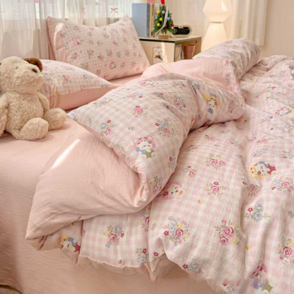 😴【การนอนพักผ่อน】ชุดเครื่องนอนลายการ์ตูนน่ารัก 4 ชิ้น ✨