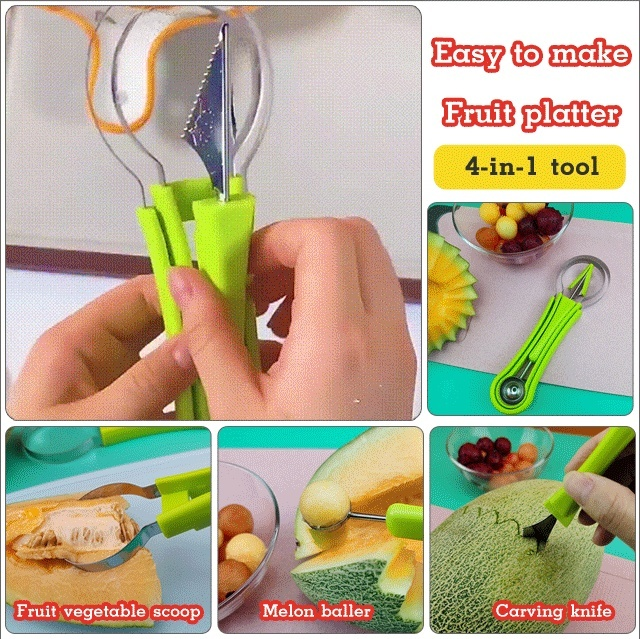 🍉A must-have kitchen gadget for fruit lovers 🥭Scoop balls, flesh, and pulp easily 🥑Nesting design saves space, easy to store