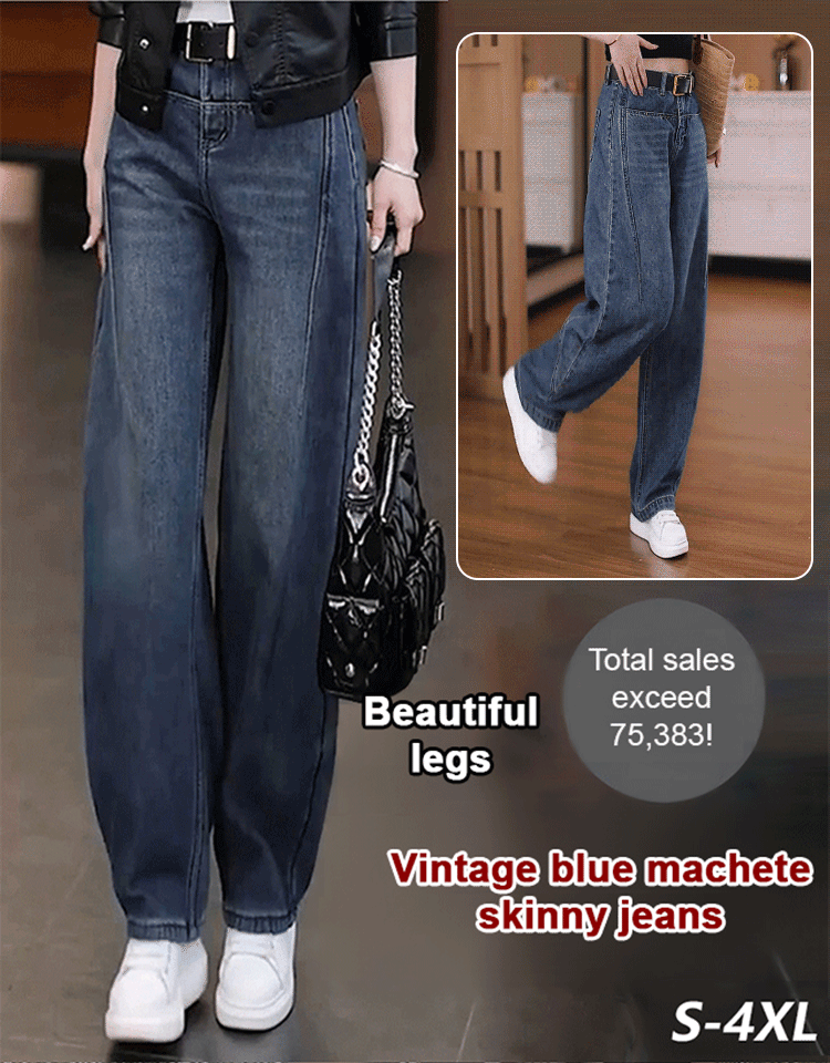Retro blue scimitar slimming jeans