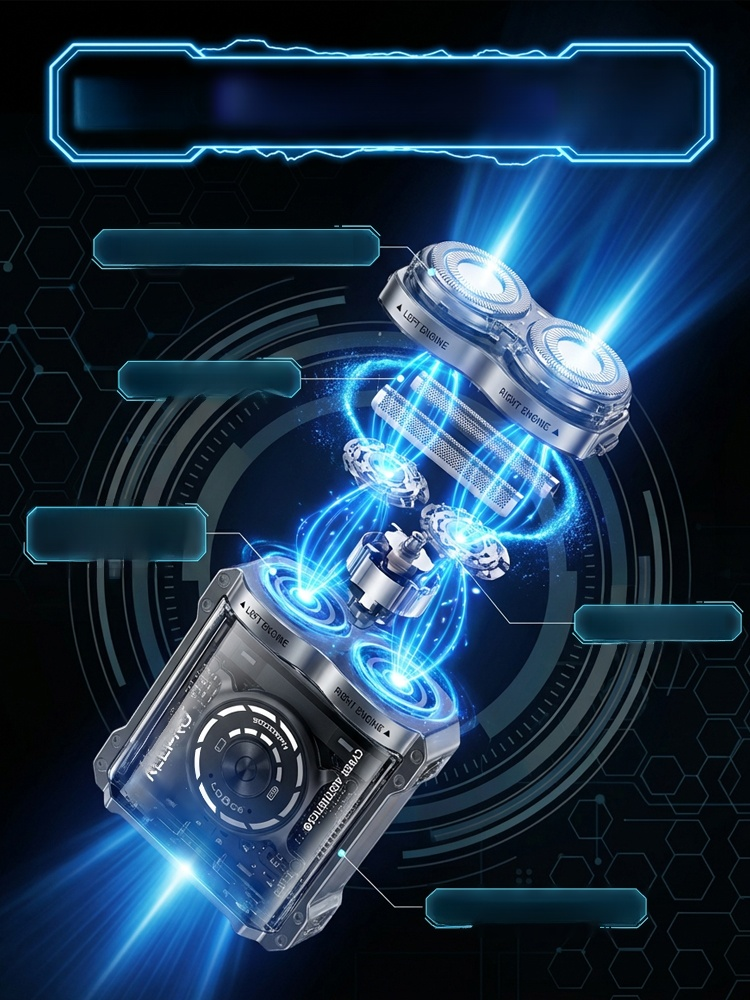 60-Day Long Battery Life Alloy Mecha Detachable Washable Electric Shaver