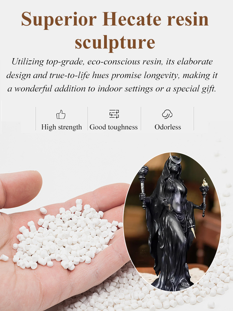 A sculpture of a dark goddess holding a torch, a resin ornament ✨ that brings a sense of healing and relaxation.