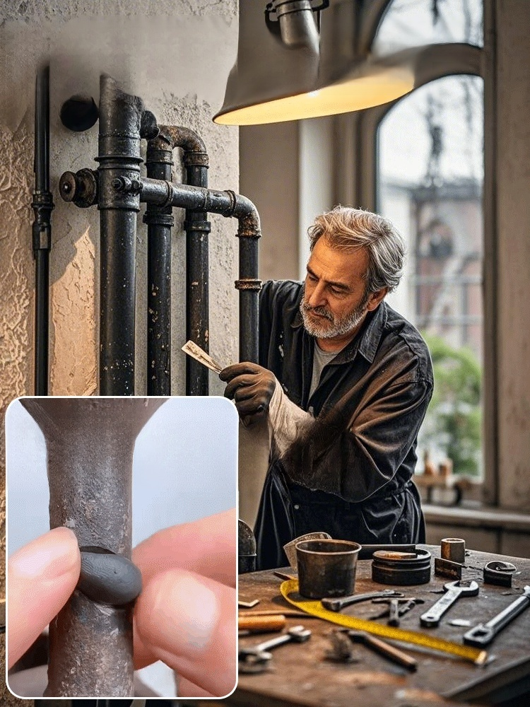 [The anti-freeze crack of pipes] Anti-leakage instant solid mud iron glue🔥It is resistant to high and low temperatures and is anti-aging.