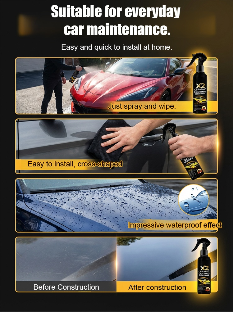 ✨Just a light spray, ceramic coating spay will make your old car look brand new 🔥Prevent the car from getting worse and improve the brightness and texture of the car body