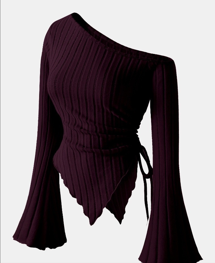 Off-shoulder T-shirt with trumpet sleeves