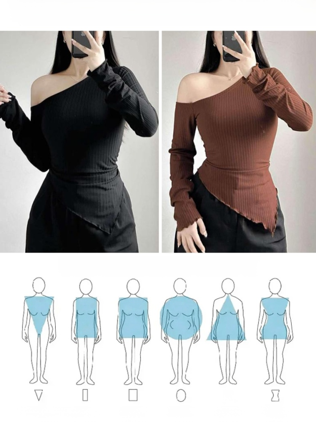 Off-shoulder T-shirt with trumpet sleeves