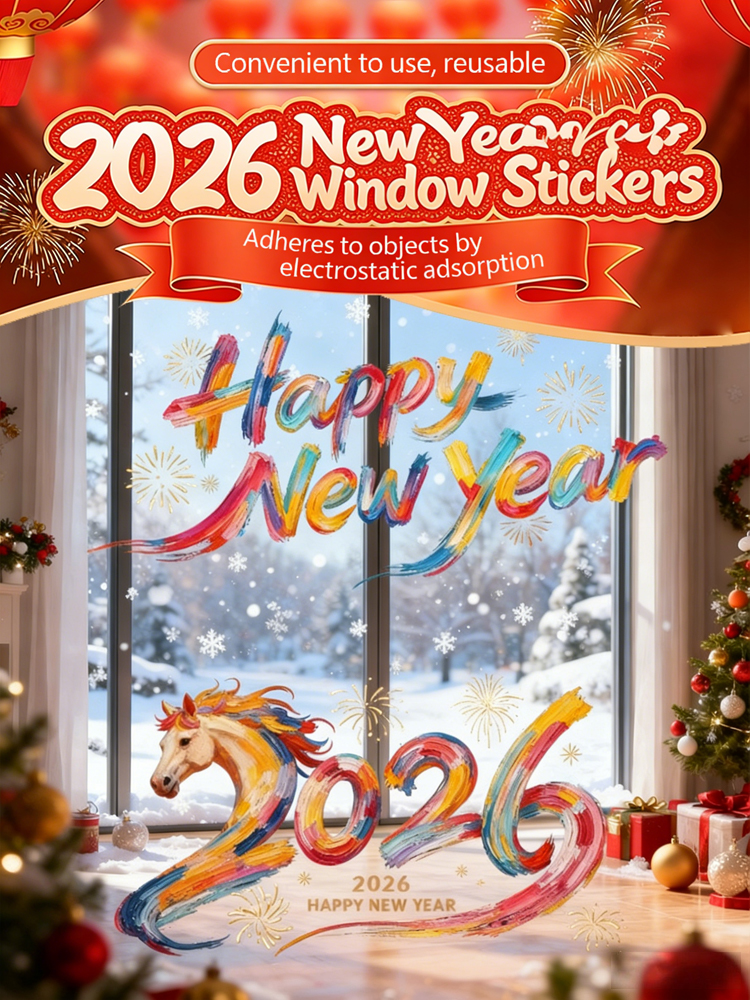 ✨The 2026 New Year window decorations were vacuum-applied, leaving no glue residue, which is fantastic.
