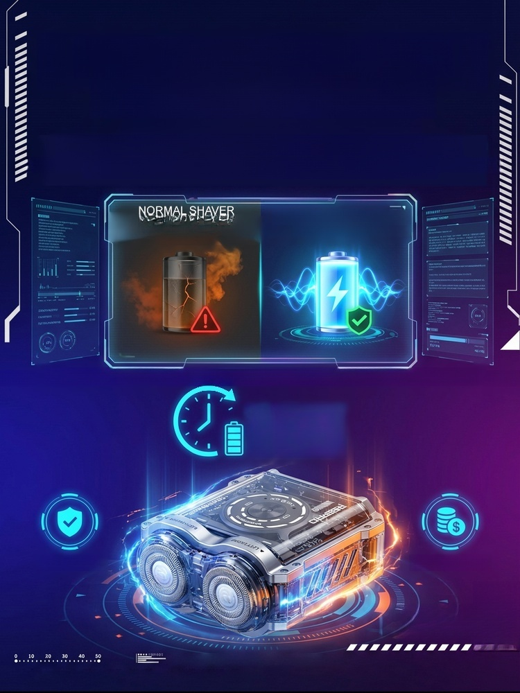 60-Day Long Battery Life Alloy Mecha Detachable Washable Electric Shaver