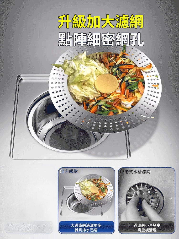 【升級大濾網】316不鏽鋼水槽彈跳芯