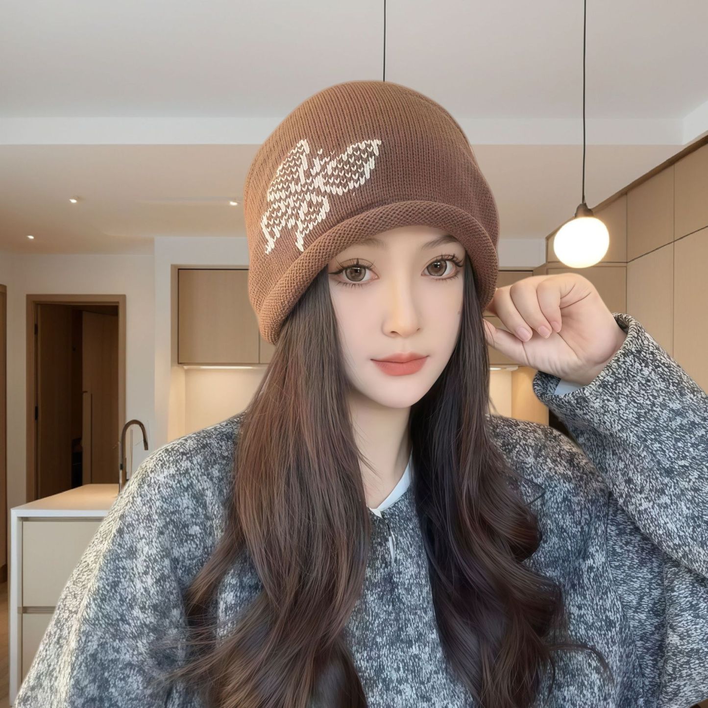 【巨顯臉小】捲邊抽繩堆堆帽