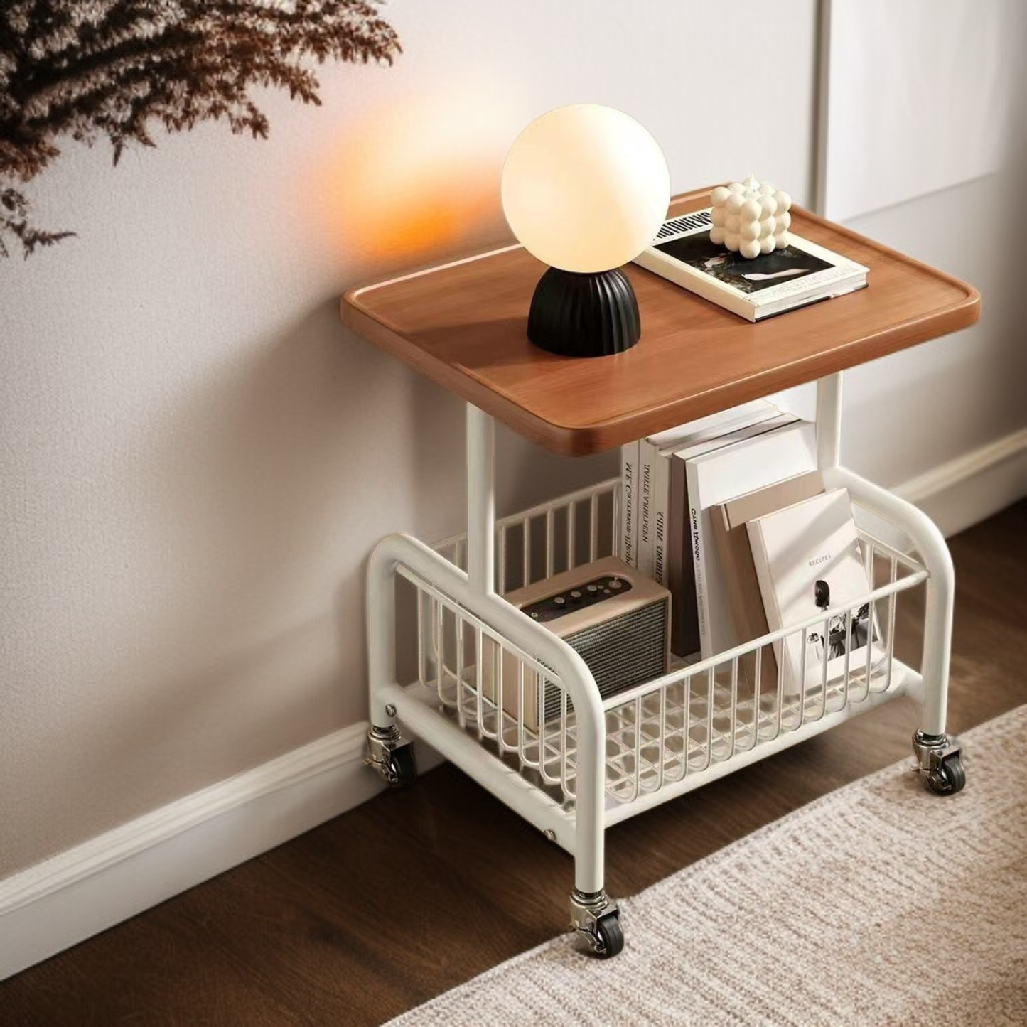 客廳臥室床頭帶輪收納架