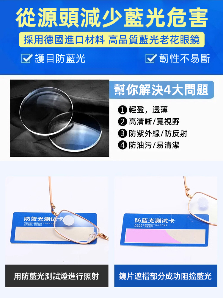 雙焦防藍光折疊老花眼鏡