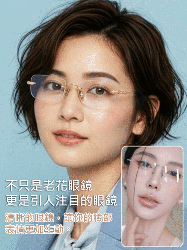 感光變色超輕無框老花眼鏡