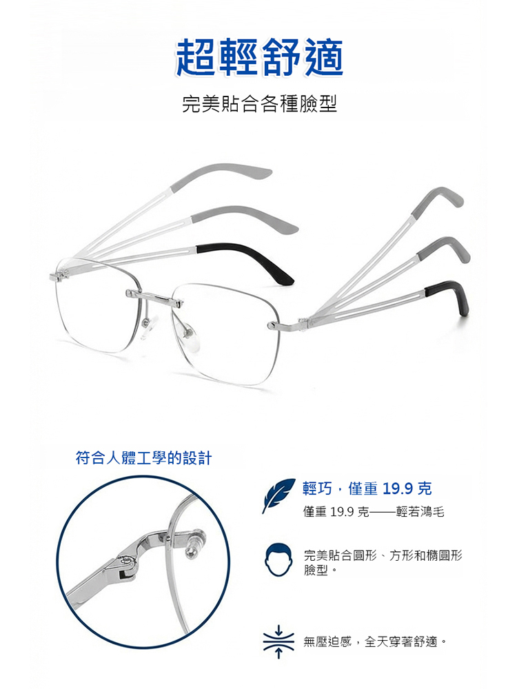 超輕量智慧變焦感光變色防藍光老花眼鏡