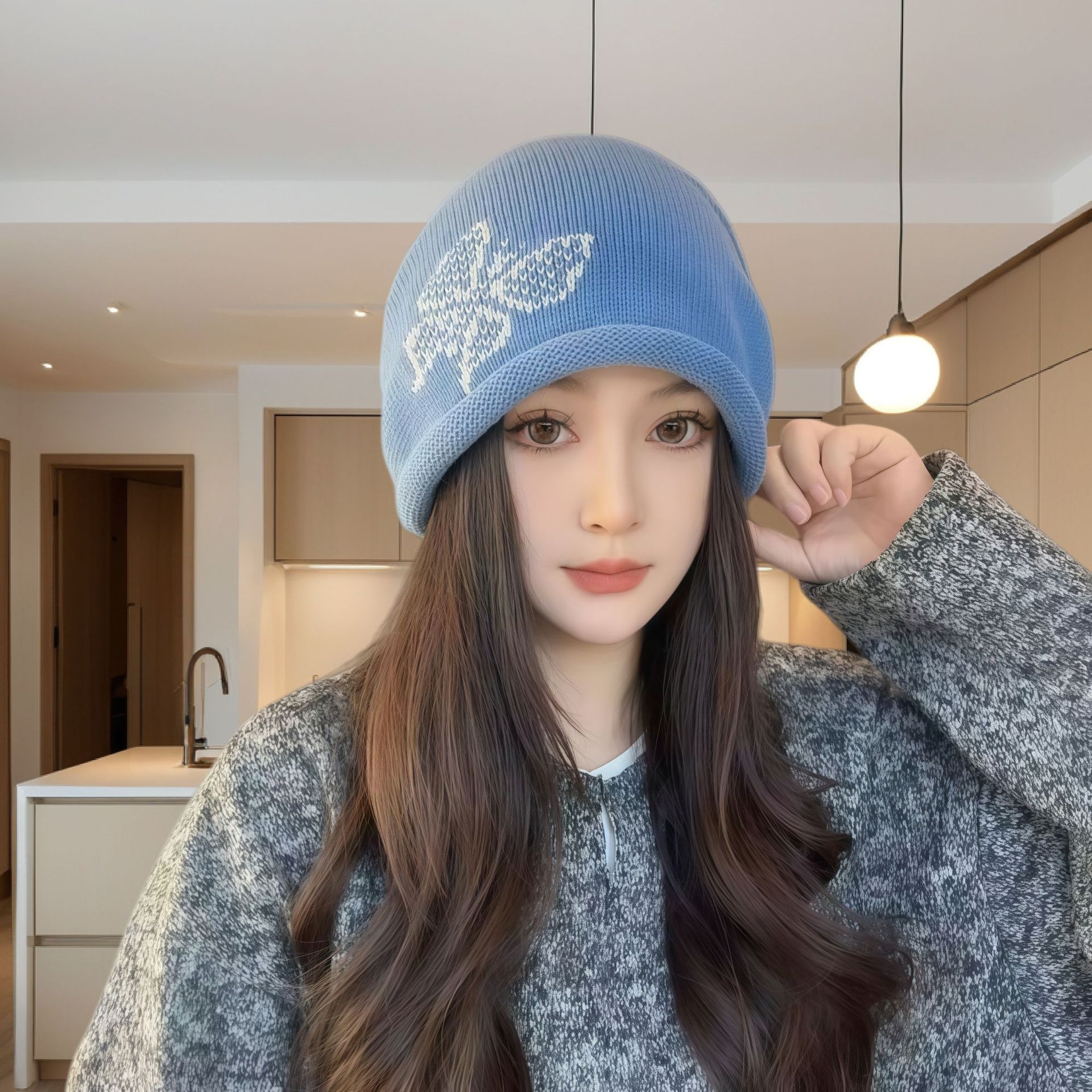 【巨顯臉小】捲邊抽繩堆堆帽