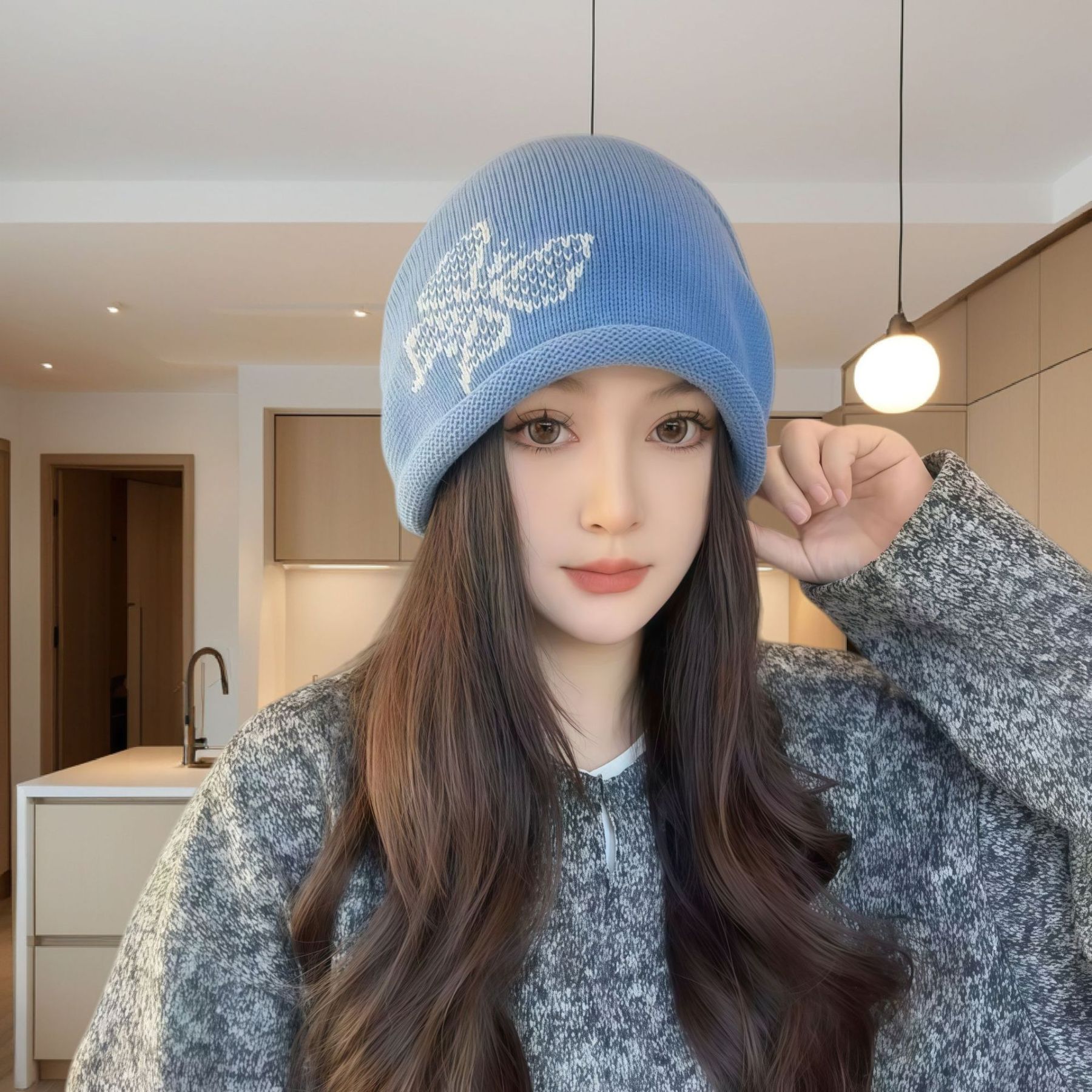 【巨顯臉小】捲邊抽繩堆堆帽