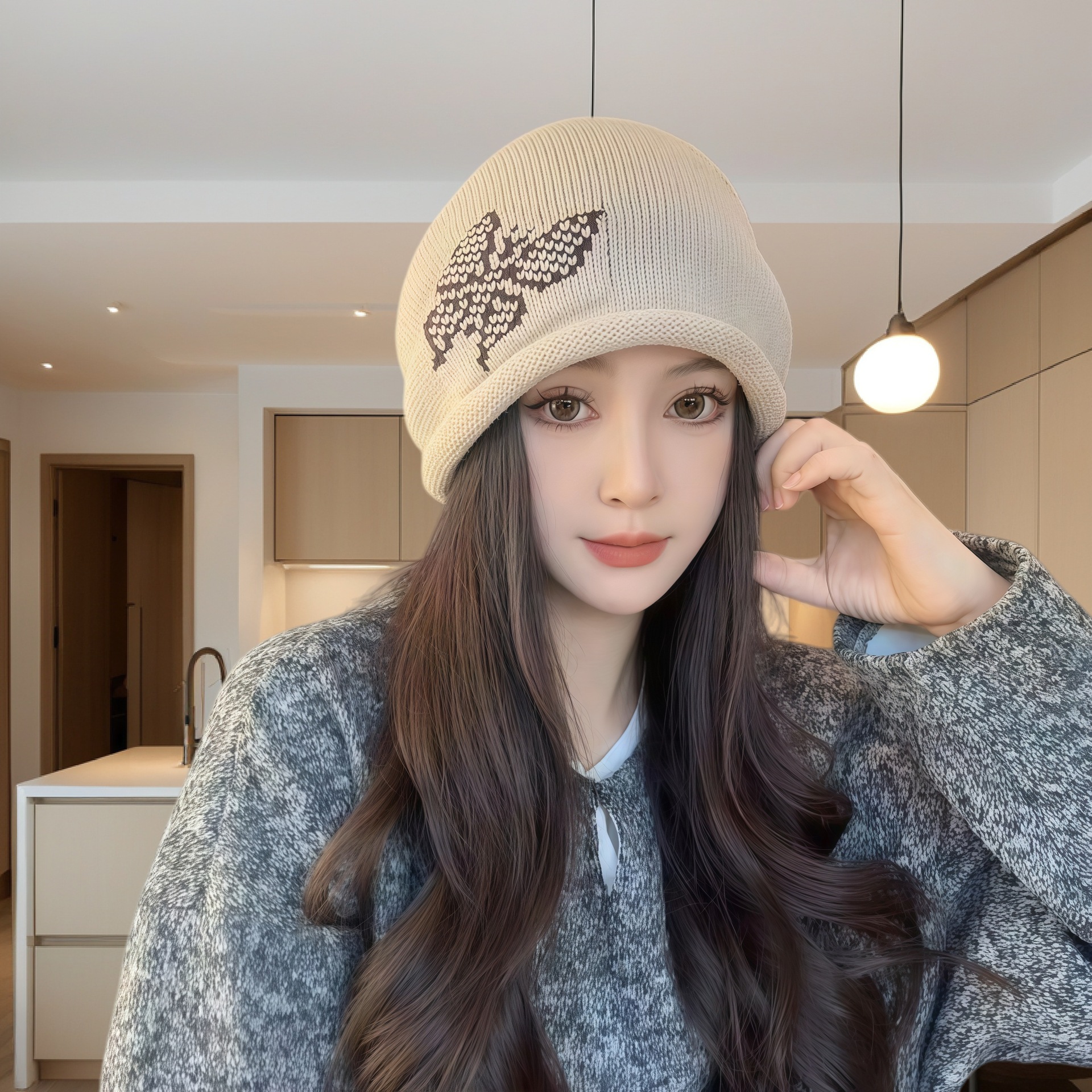 【巨顯臉小】捲邊抽繩堆堆帽