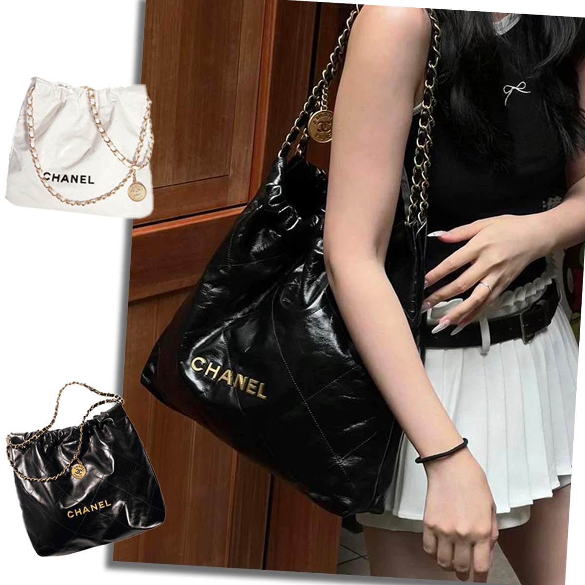 【CHANEL】VERY雑誌掲載✨通勤からデートまで💕これ一つで完結シャネル 22 ハンドバッグ