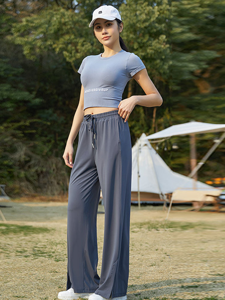 接触冷感 UVカット 通気性 ロングパンツ