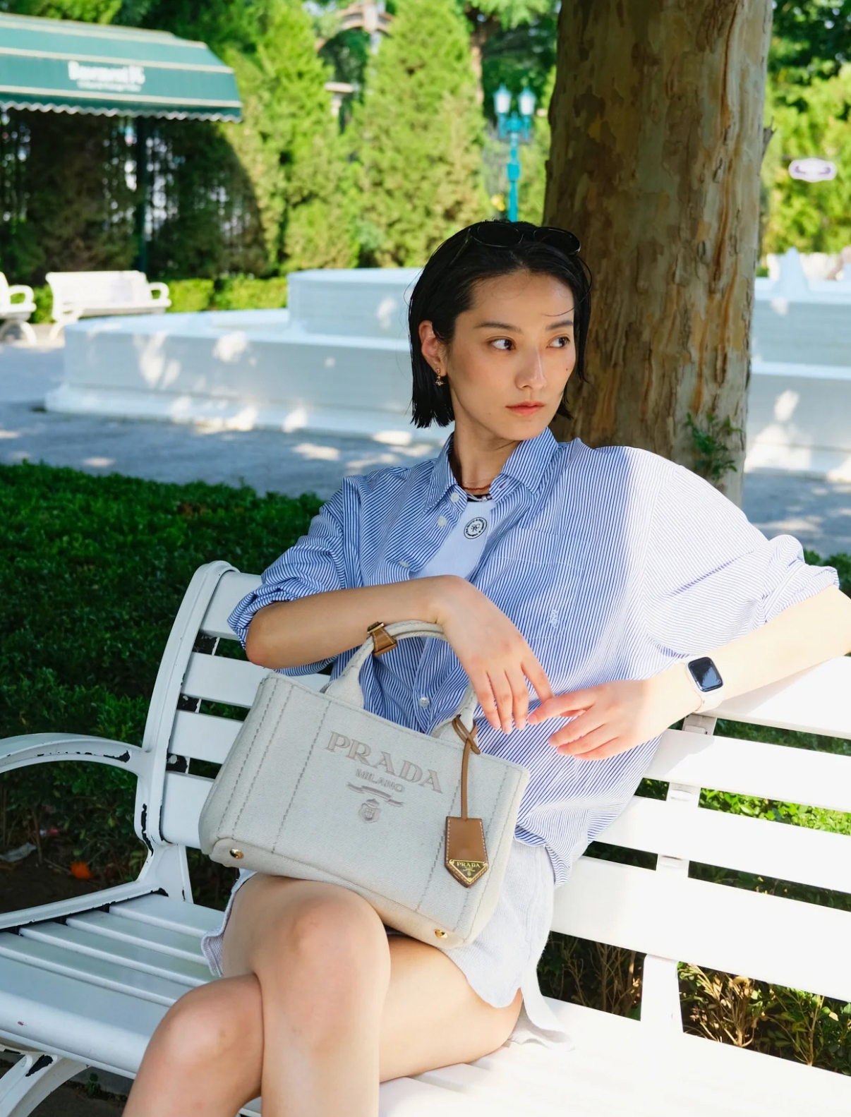 【今季注目★】PRADAスモール コットンキャンバス ハンドバッグ