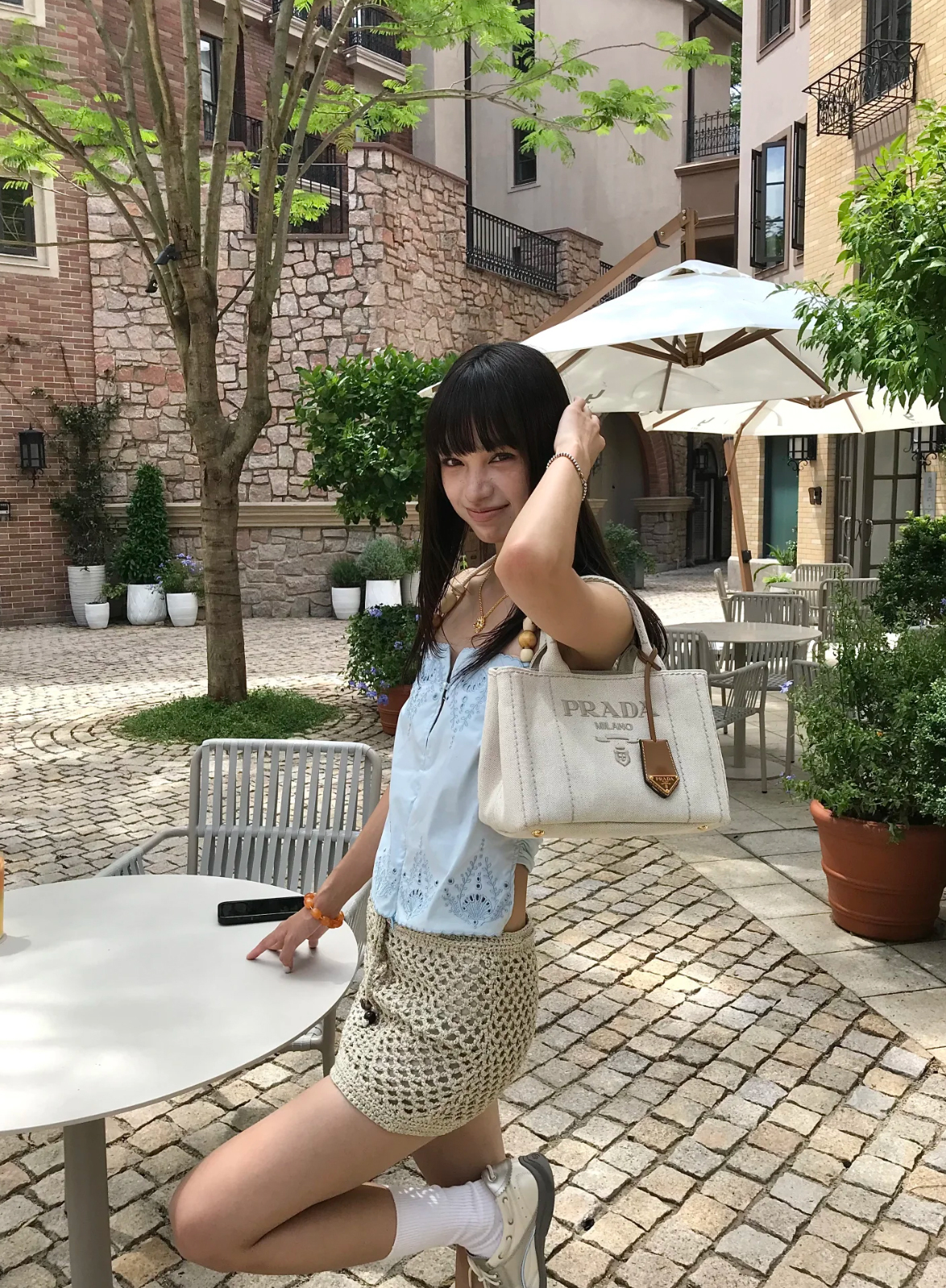 【今季注目★】PRADAスモール コットンキャンバス ハンドバッグ