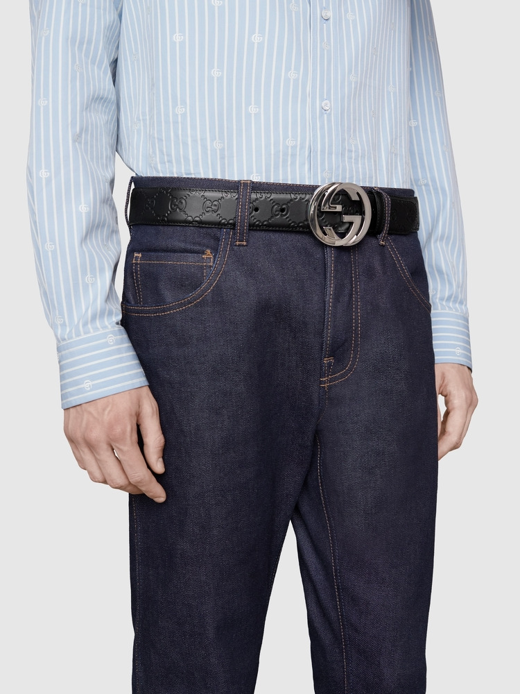 GUCCI グッチ インターロッキングG バックル ベルト 4cm幅