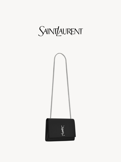 YSL サンローラン レディース KATE ミディアム ブラック グレインレザー チェーンショルダーバッグ