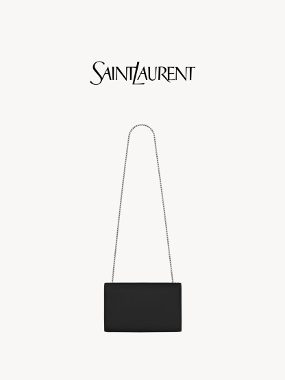 YSL サンローラン レディース KATE ミディアム ブラック グレインレザー チェーンショルダーバッグ