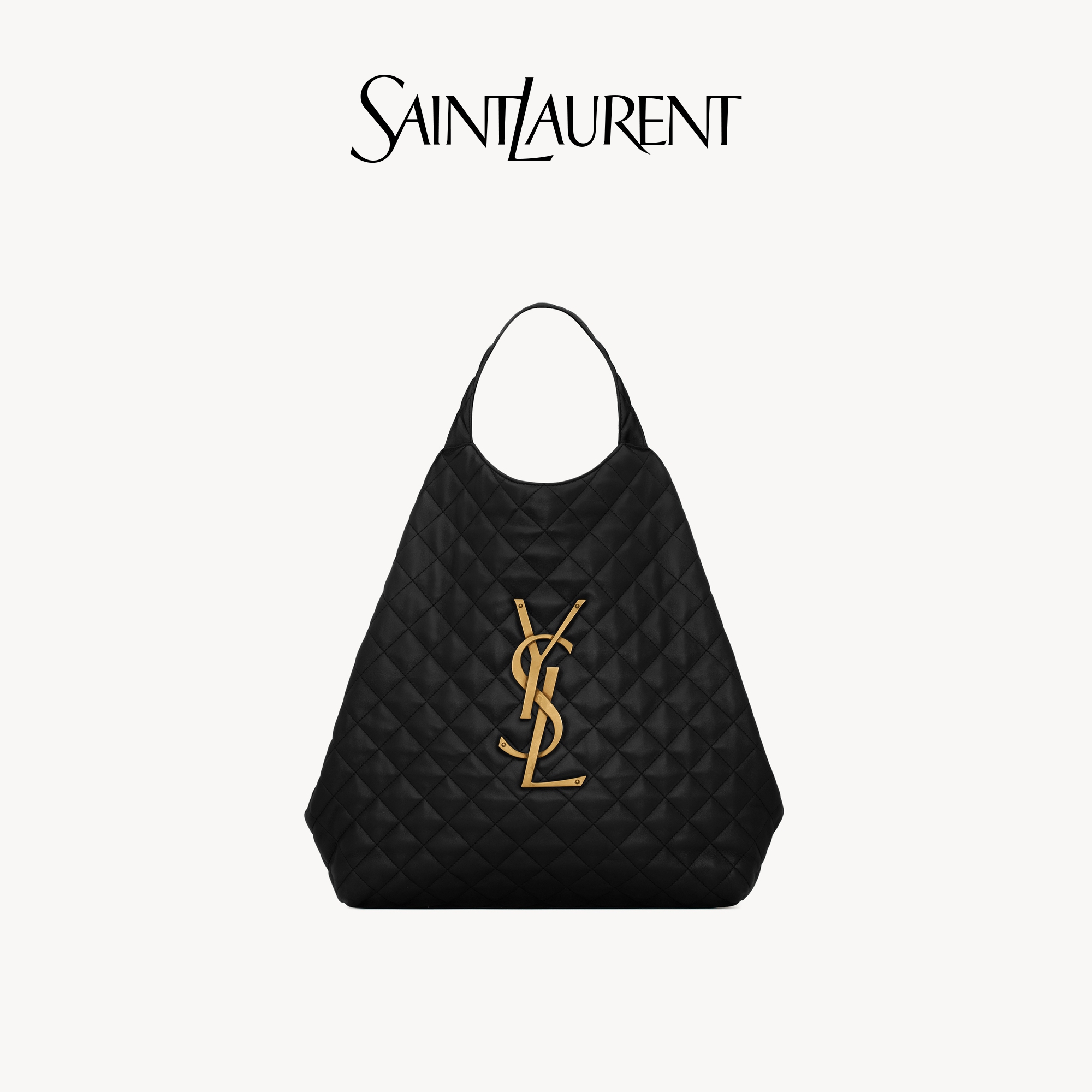 YSL サンローラン レディース ブラック ICARE XL ショッピングバッグ ラムスキン トートバッグ