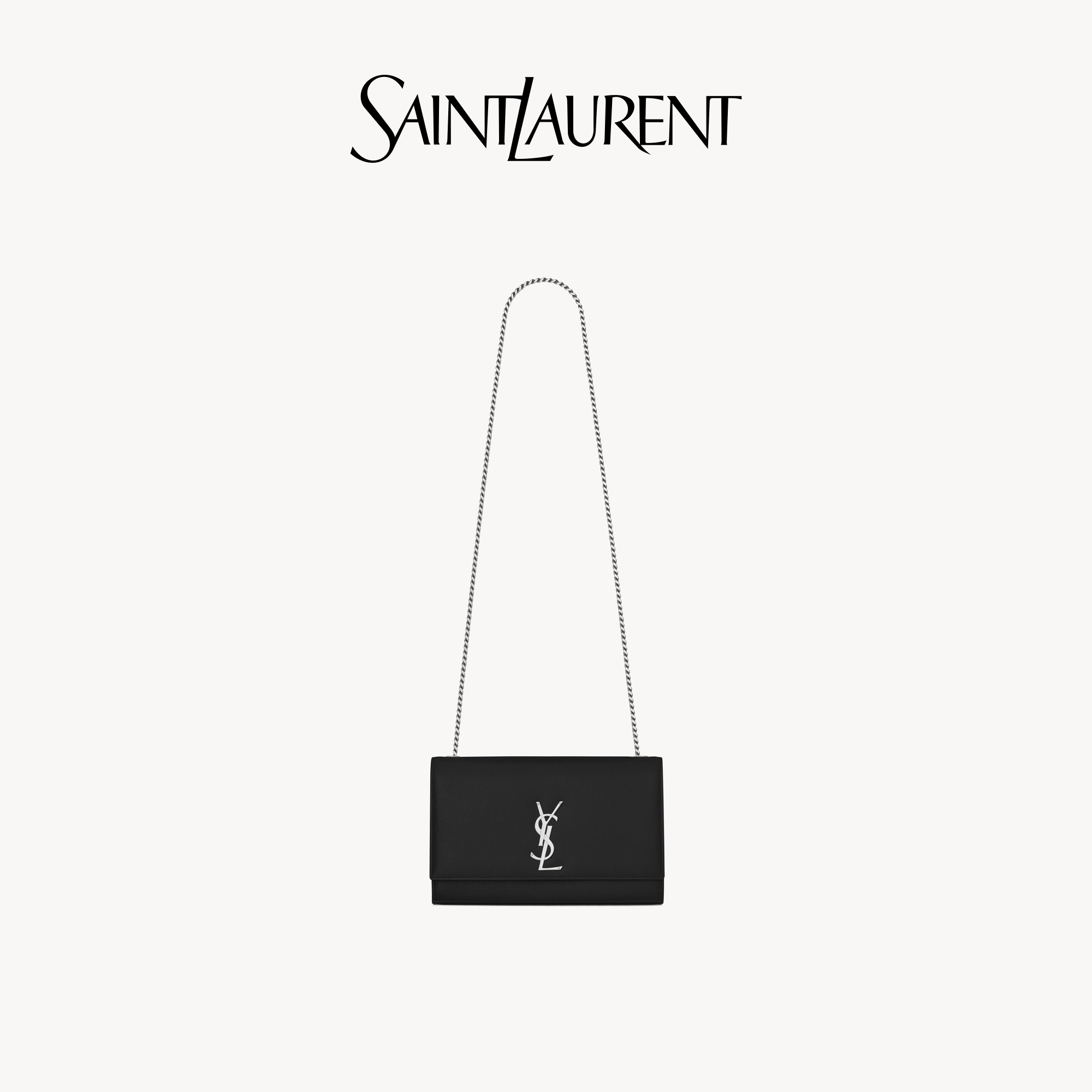 YSL サンローラン レディース KATE ミディアム ブラック グレインレザー チェーンショルダーバッグ