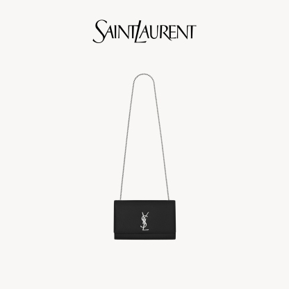YSL サンローラン レディース KATE ミディアム ブラック グレインレザー チェーンショルダーバッグ