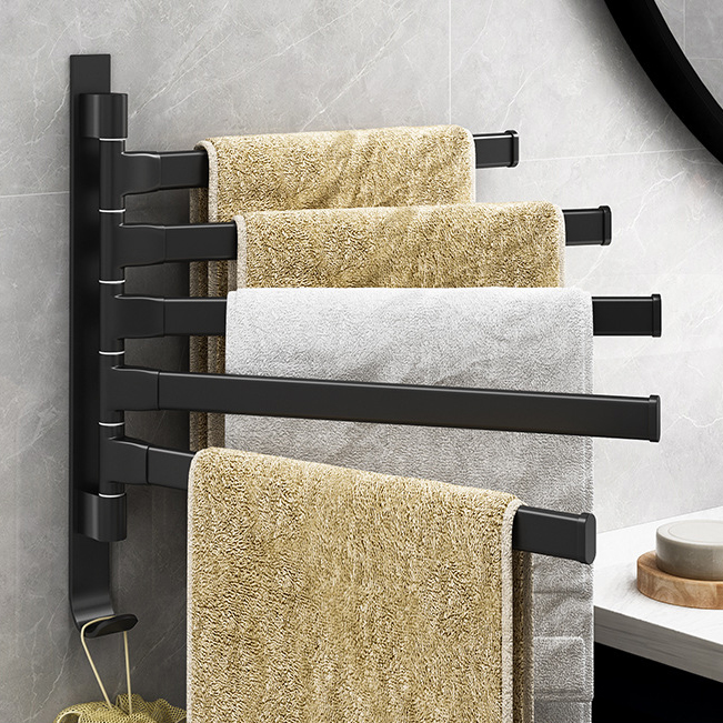 Multifunctional punch-free rotating towel bar