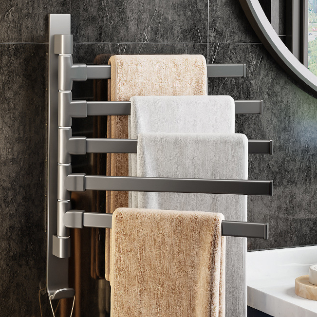 Multifunctional punch-free rotating towel bar