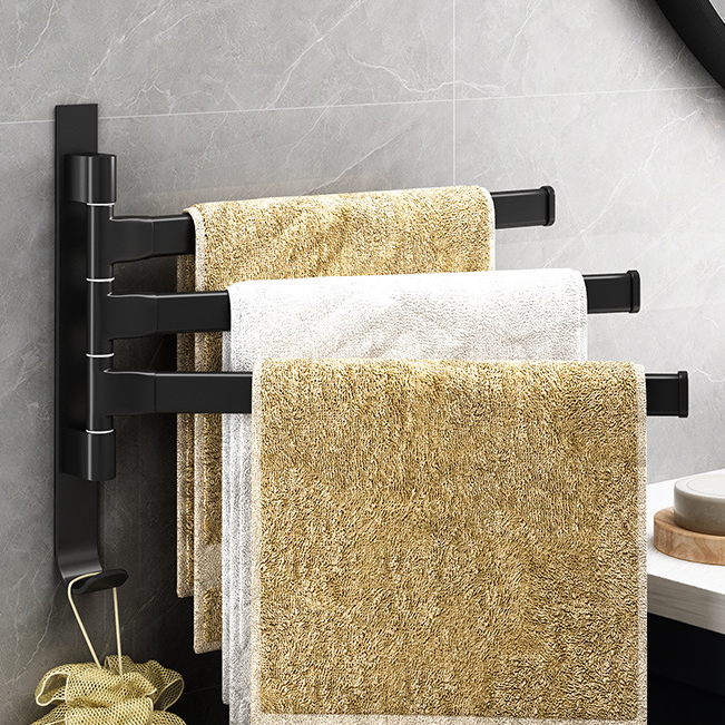 Multifunctional punch-free rotating towel bar