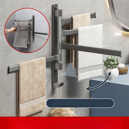 Multifunctional punch-free rotating towel bar