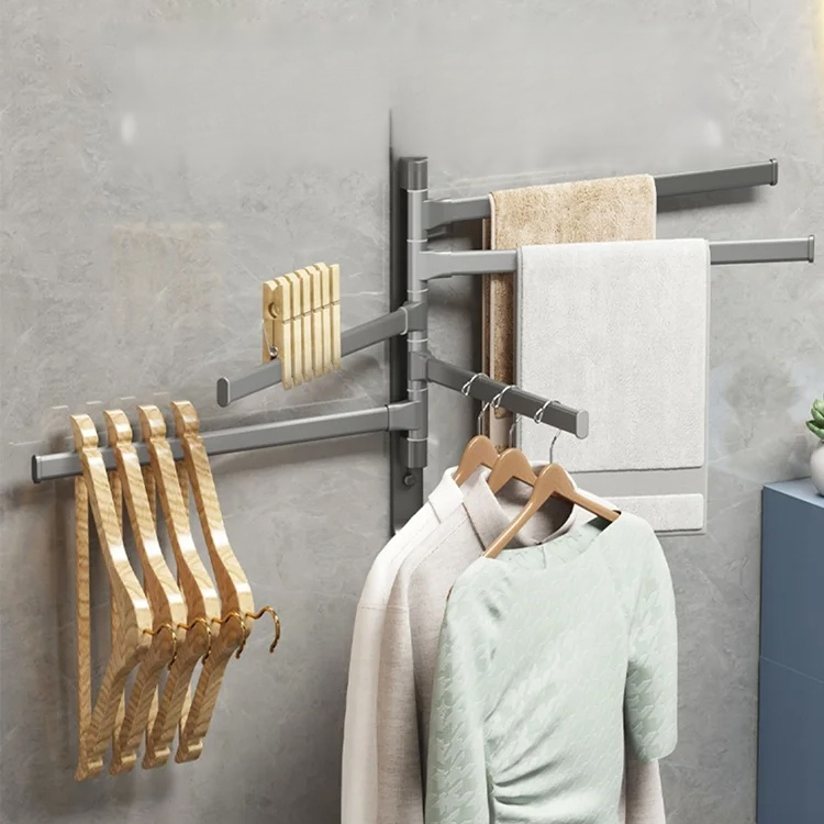 Multifunctional punch-free rotating towel bar