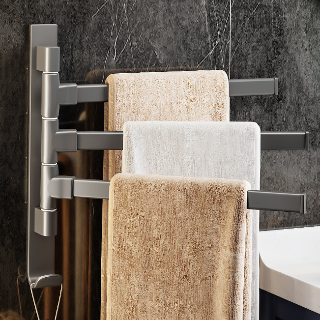 Multifunctional punch-free rotating towel bar