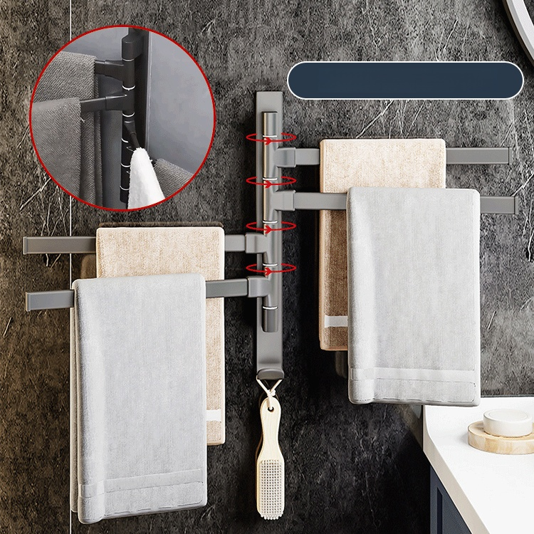 Multifunctional punch-free rotating towel bar