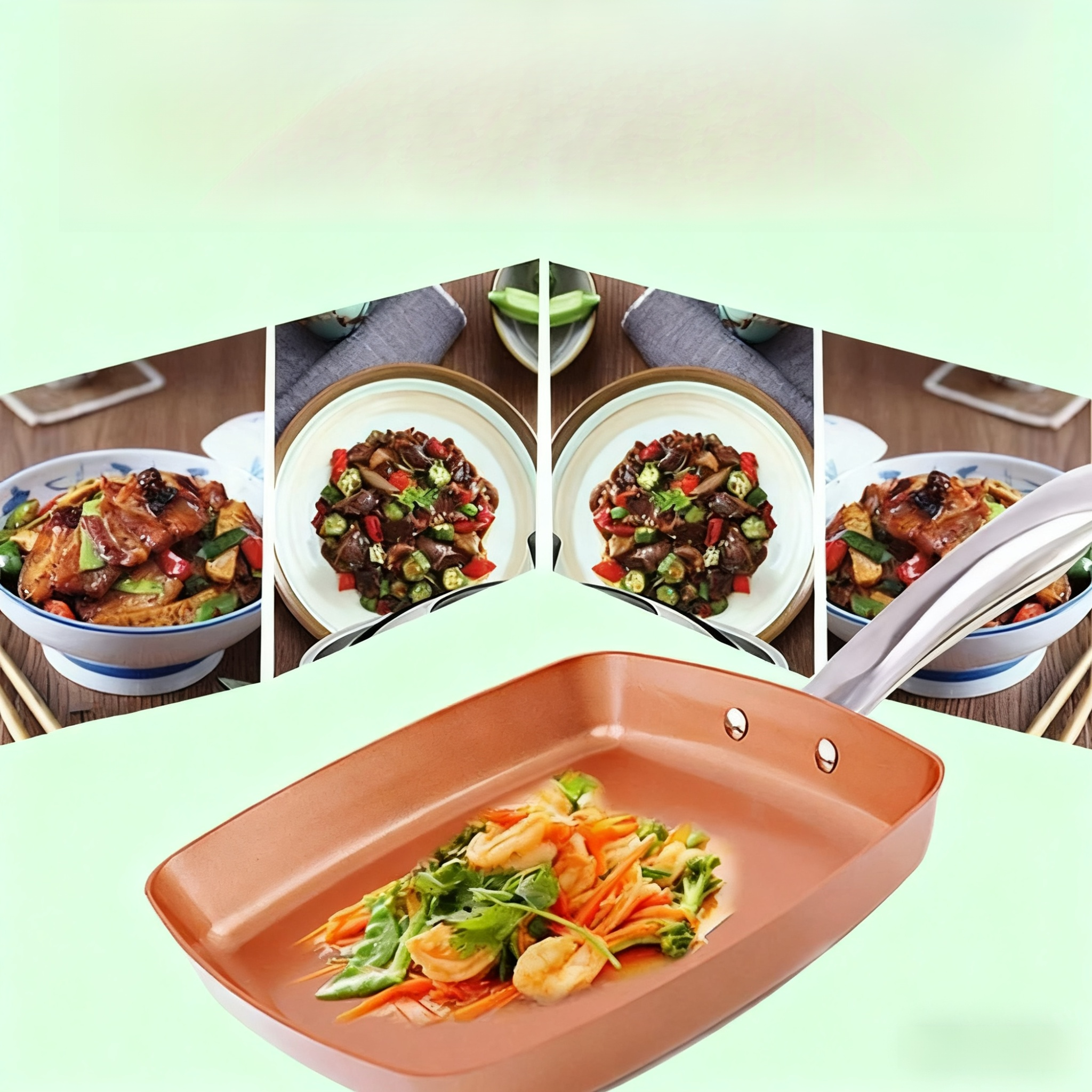 กระทะเทฟล่อนทองแดงไม่ติดอาหาร