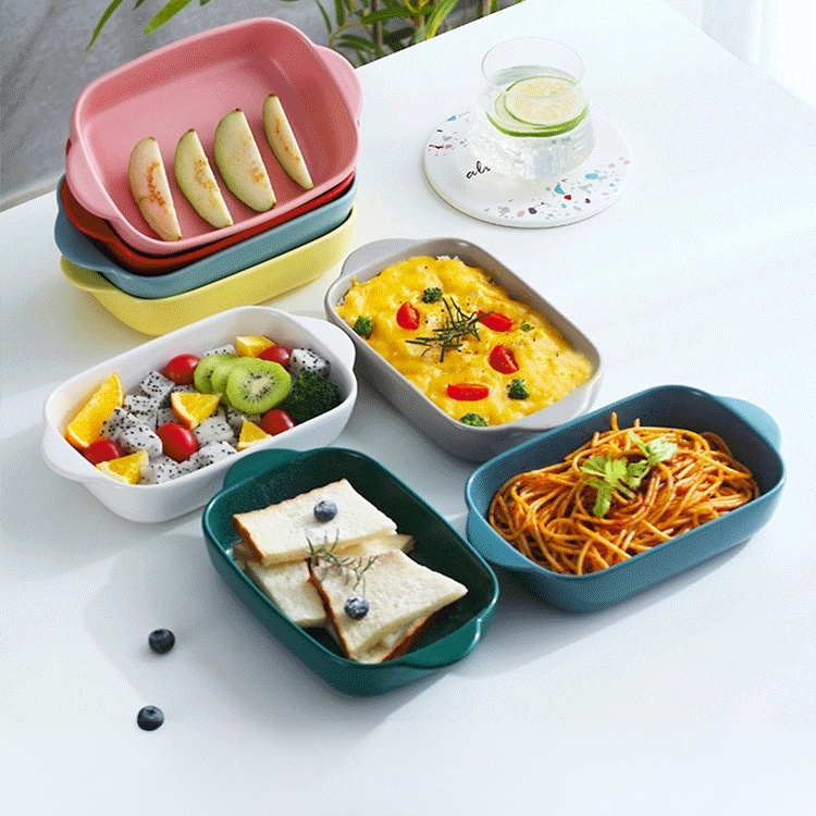 กล่องอาหารพร้อมหูจับผลิตจากเซรามิก สำหรับทำข้าวอบชีส