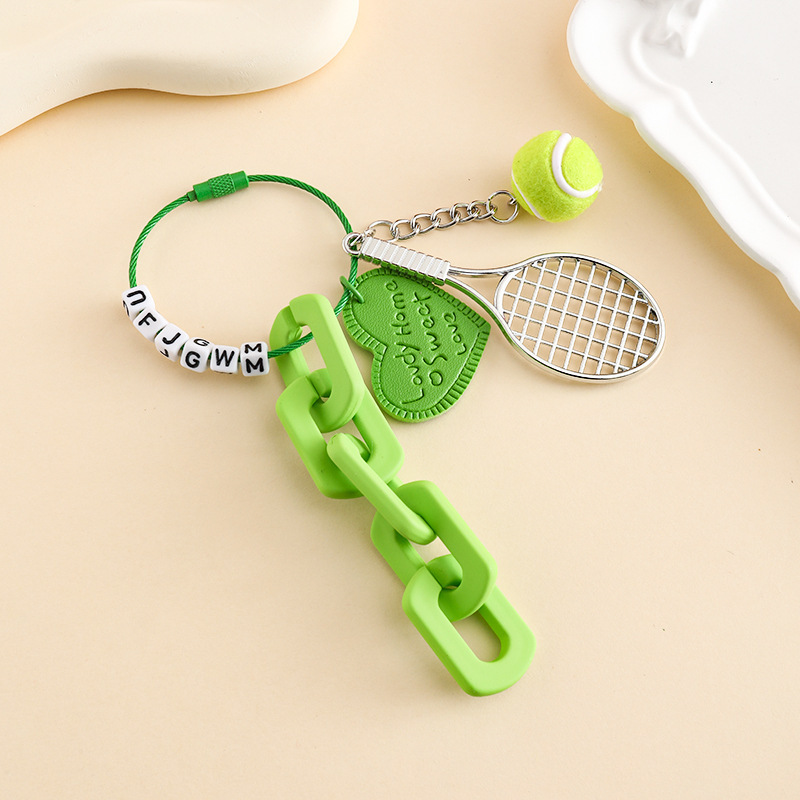 Tennis Racket Keychain with Tennis Ball Charm