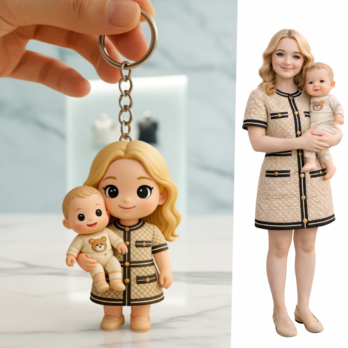 写真から作成するパーソナライズされた3dカップルキーホルダー,カスタムキュートなちびフィギュアミニドールギフト,記念日,結婚式,バレンタインデーのカップル向け