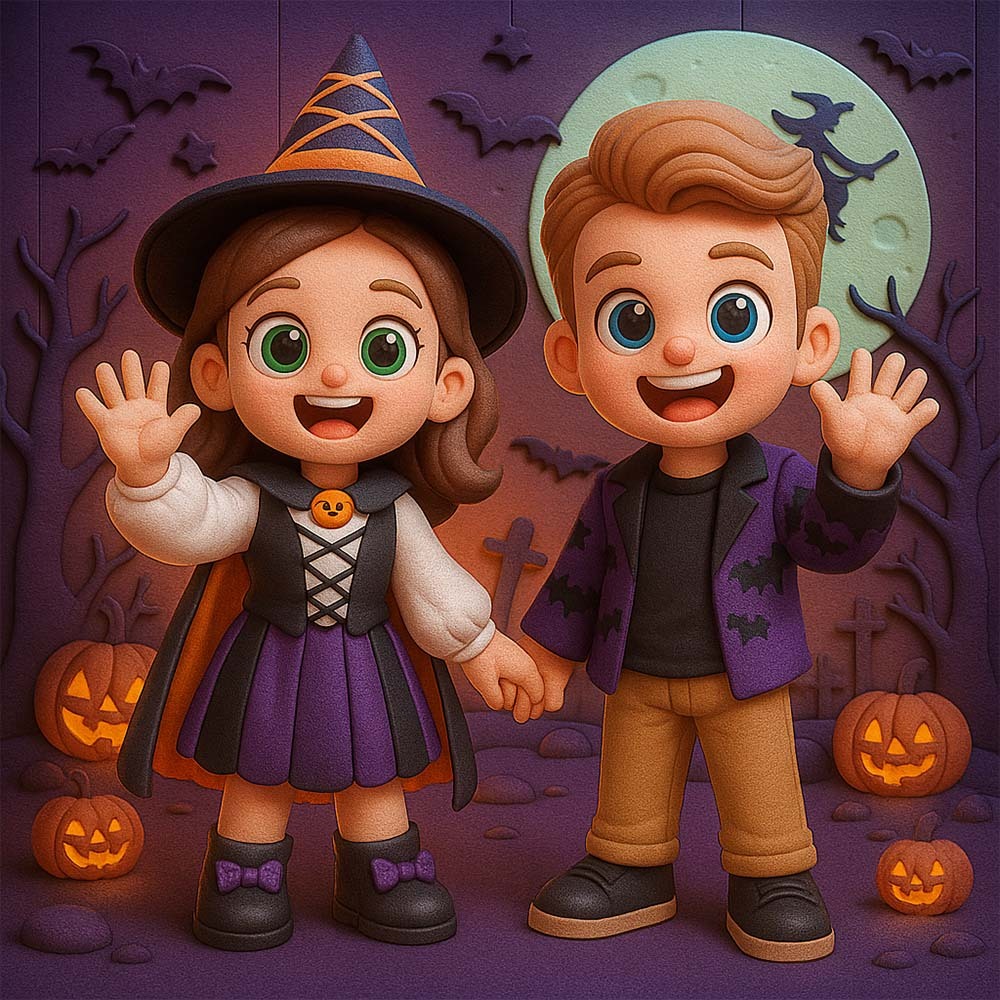 Custom Spooky Family 3D Figure Kid Safe Halloween Decor Gift Set for Children